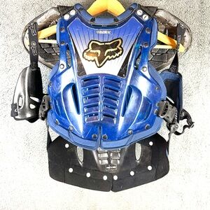 Vintage Fox Racing Chest Protector Metallic Blue Black Motocross MX Offroad